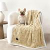 imageLuciphia Waterproof Dog Blanket for Small Dogs Washable Soft Sherpa Fleece Cat Blankets with 3D Jacquard Cozy Calming Reversible Couch Protector Furniture Protection for Pet Blue White 40x28 inchLatte Brown