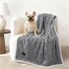 imageLuciphia Waterproof Dog Blanket for Small Dogs Washable Soft Sherpa Fleece Cat Blankets with 3D Jacquard Cozy Calming Reversible Couch Protector Furniture Protection for Pet Blue White 40x28 inchCookie Gray