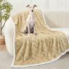 imageLuciphia Waterproof Dog Blanket for Small Dogs Washable Soft Sherpa Fleece Cat Blankets with 3D Jacquard Cozy Calming Reversible Couch Protector Furniture Protection for Pet Blue White 40x28 inchLatte Brown