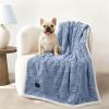 imageLuciphia Waterproof Dog Blanket for Small Dogs Washable Soft Sherpa Fleece Cat Blankets with 3D Jacquard Cozy Calming Reversible Couch Protector Furniture Protection for Pet Blue White 40x28 inchCreamy Blue