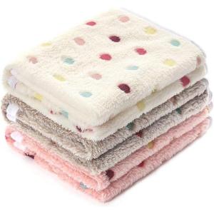image1 Pack 3 Blankets Super Soft Cute Dot Pattern Pet Blanket Flannel Throw for Dog Puppy Cat PurplePinkCyan SmallBeigeBrownPink