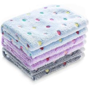 image1 Pack 3 Blankets Super Soft Cute Dot Pattern Pet Blanket Flannel Throw for Dog Puppy Cat PurplePinkCyan SmallBluePurpleGrey