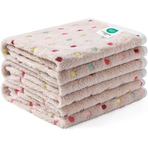 image1 Pack 3 Blankets Super Soft Cute Dot Pattern Pet Blanket Flannel Throw for Dog Puppy Cat PurplePinkCyan SmallBrown2
