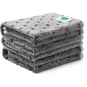 image1 Pack 3 Blankets Super Soft Cute Dot Pattern Pet Blanket Flannel Throw for Dog Puppy Cat PurplePinkCyan SmallGrey2