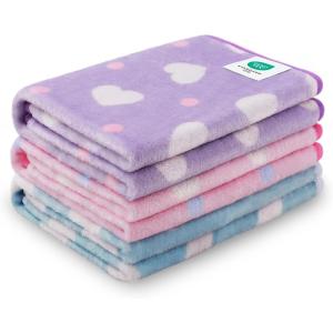 image1 Pack 3 Blankets Super Soft Cute Dot Pattern Pet Blanket Flannel Throw for Dog Puppy Cat PurplePinkCyan SmallPurplePinkCyan
