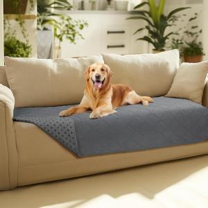 imageLuciphia 100 Waterproof Couch Cover Blanket for Dogs AntiSlip Pet Couch Protector Sofa Mat Puppy Cat with NonSlip Bottom Grey 30x70 InchLight Grey