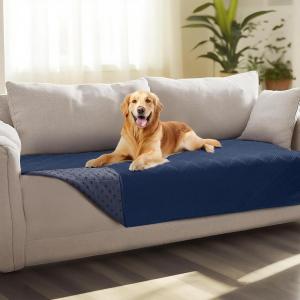 imageLuciphia 100 Waterproof Couch Cover Blanket for Dogs AntiSlip Pet Couch Protector Sofa Mat Puppy Cat with NonSlip Bottom Grey 30x70 InchNavyblue