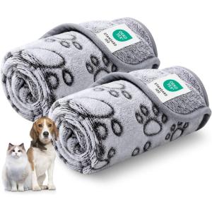 imageLuciphia Premium Soft Dog Blanket for Small Medium Large Dogs Washable 300GSM Fluffy Warm Fleece Puppy Cat Paw Print Pet Flannel Grey Paw M30quotx20quotPcs2 Grey Paw