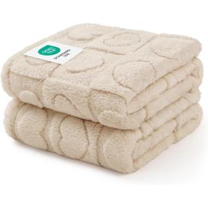 imageLuciphia Small Dog Blanket Washable Pet Bed Cover Soft Fluffy Puppy Blanket with Premium Fleece 300GSM Cozy Calming Cat Blankets for Indoor Cats Light Purple 41x31 inch2pcs Beige