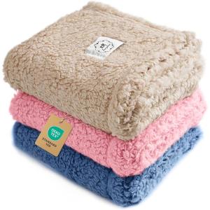 imageLuciphia 1 Pack 3 Calming Dog Blanket Fluffy Premium Fleece Pet Blankets Soft Sherpa Throw for Dogs Puppy Cat GreyBeigeHazeBlue Medium 30quot x20quotBeigePinkHazeblue