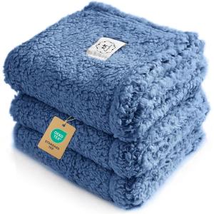 imageLuciphia 1 Pack 3 Calming Dog Blanket Fluffy Premium Fleece Pet Blankets Soft Sherpa Throw for Dogs Puppy Cat GreyBeigeHazeBlue Medium 30quot x20quotHaze Blue