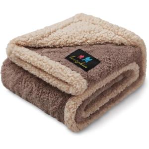 imageLuciphia Waterproof Pet Blanket Liquid Pee Proof Dog Blanket for Sofa Bed Couch Reversible Sherpa Fleece Furniture Protector Cover for Small Medium Large Dogs Cats Khaki King Size90quot x 82quotKhaki