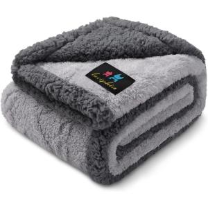 imageLuciphia Waterproof Pet Blanket Liquid Pee Proof Dog Blanket for Sofa Bed Couch Reversible Sherpa Fleece Furniture Protector Cover for Small Medium Large Dogs Cats Khaki King Size90quot x 82quotLight Grey