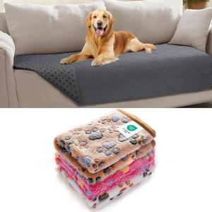 image1 Pack 3 Blankets Super Soft Pet Flannel Throw for Dog Puppy Cat Paw BrownPinkWhite 23x16 inch ampamp100 Waterproof Couch Cover Blanket for Dogs AntiSlip Pet Couch Protector Grey 30x70 Inch
