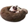 image:imageLuciphia Round Dog Cat Bed Donut Cuddler Faux Fur Plush Pet Cushion for Large Medium Small Dogs SelfWarming and Cozy for Improved Sleep Coffee Medium23x23Coffee
