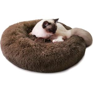 image:imageLuciphia Round Dog Cat Bed Donut Cuddler Faux Fur Plush Pet Cushion for Large Medium Small Dogs SelfWarming and Cozy for Improved Sleep Coffee Medium23x23Coffee