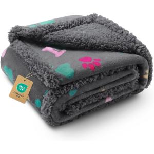 image:imageLuciphia Waterproof Pet Blankets for Couch Sofa Bed Cover Cat Liquid Pee Proof Washable Soft Fluffy Large Dog Blanket Reversible Furniture Protection Puppy Grey Paw Thicken King Size100 x 85Grey Bone